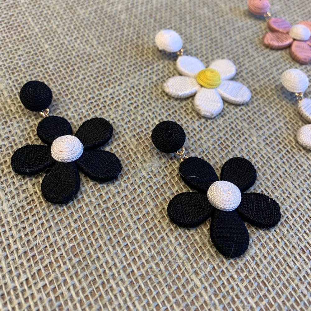 Woven Daisy Drop Earrings